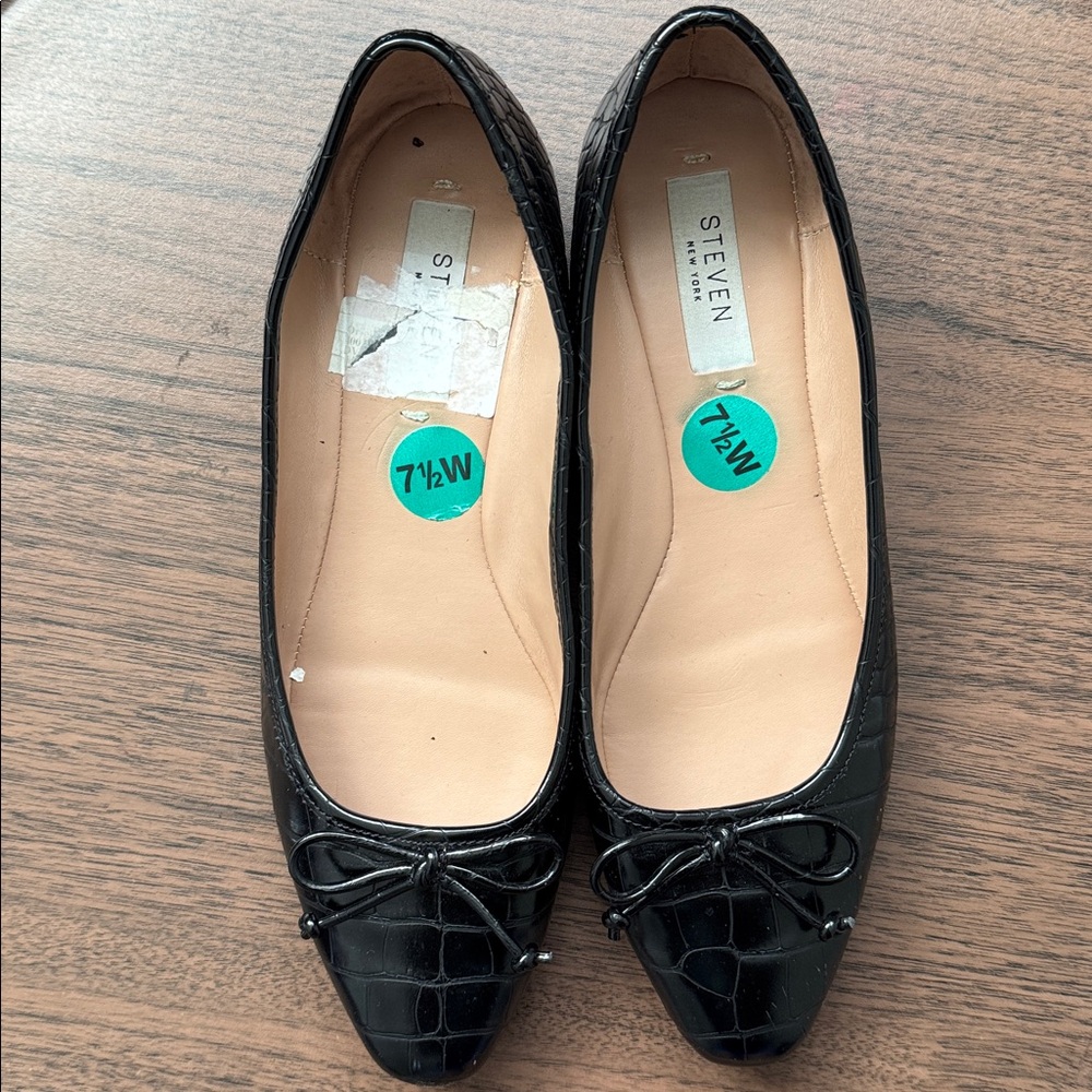 🖤 Steven New York – Flats negras texturizadas (talla 7.5W)